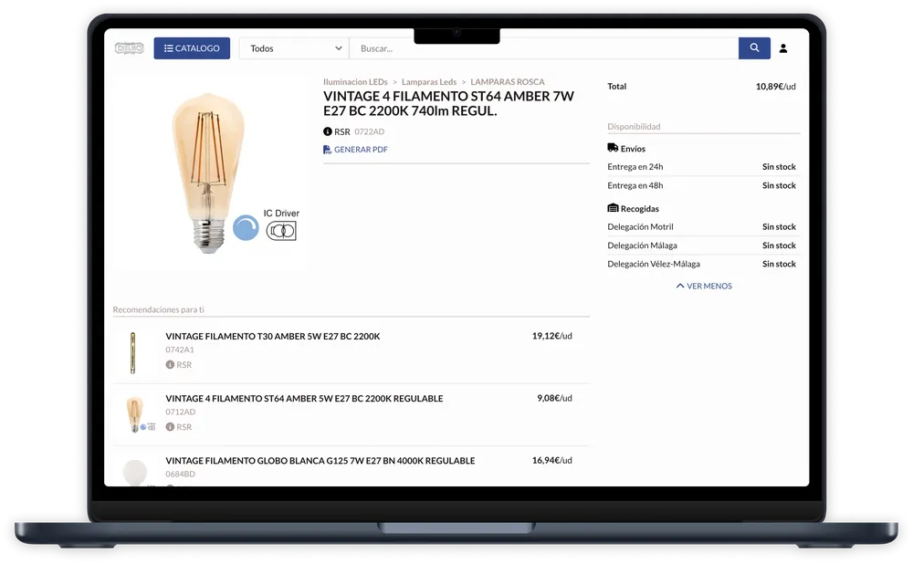 Detail of the new group's product page