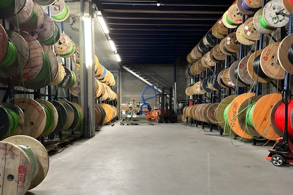 coils with electric cable, warehouse